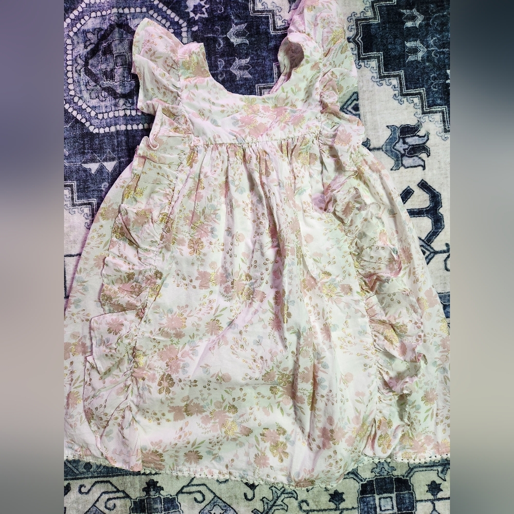 Cupcakes & Cashmere Ruched Sundress Pink and Cream